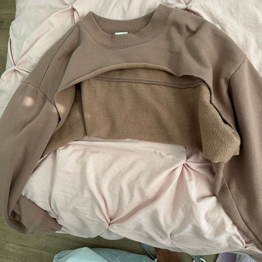 Soft Tan Fleece-Lined Pullover